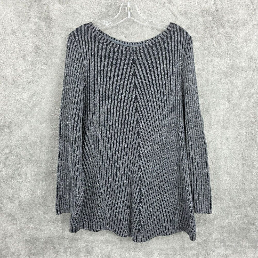 Style & Co Woman Sweater 2X Grey Stretchy Large Ribbed Knit Cotton Blend Casual